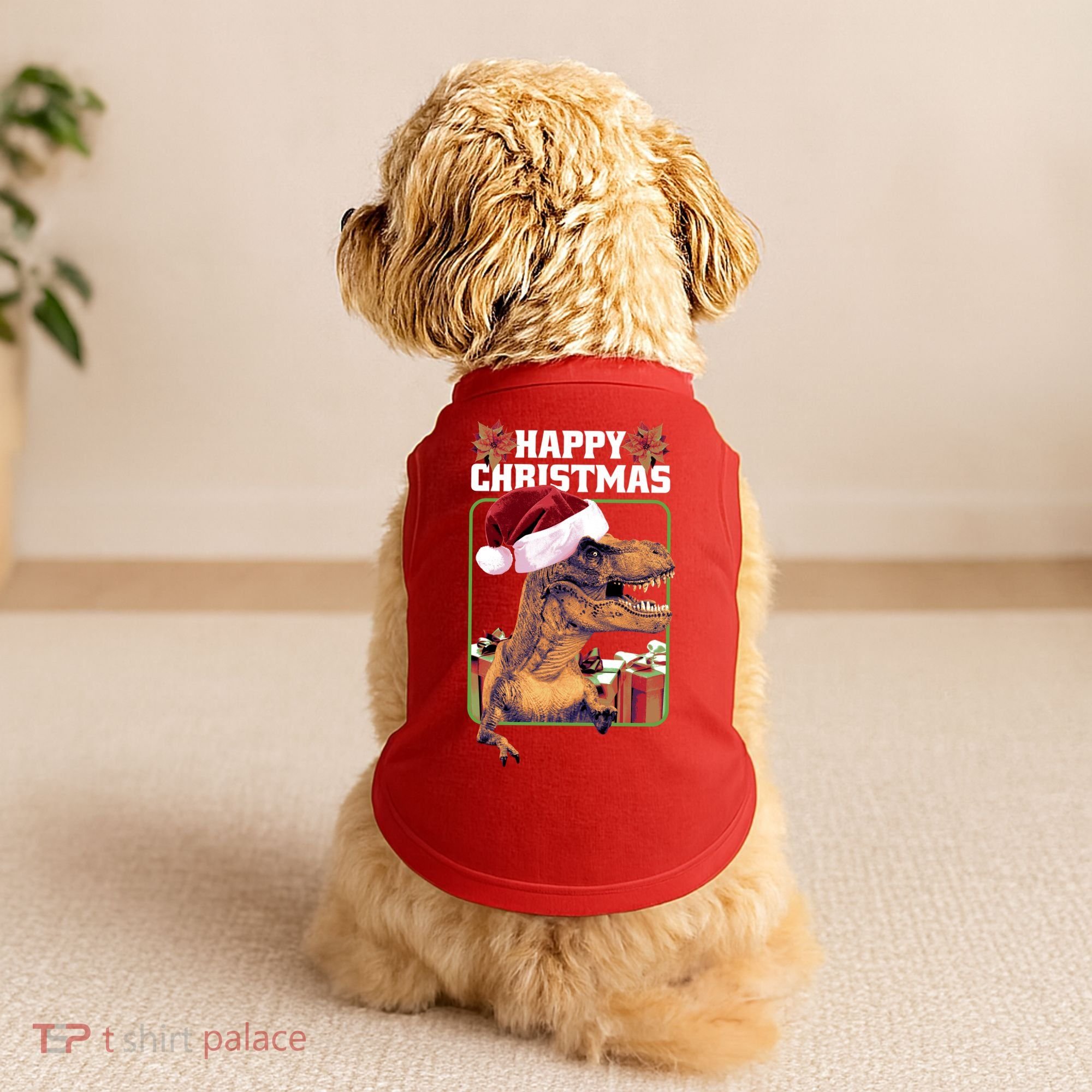 Cool T Rex Happy Christmas Doggie Tank