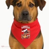 Cool T Rex Happy Christmas USA-Made Doggie Bandana thumb 1