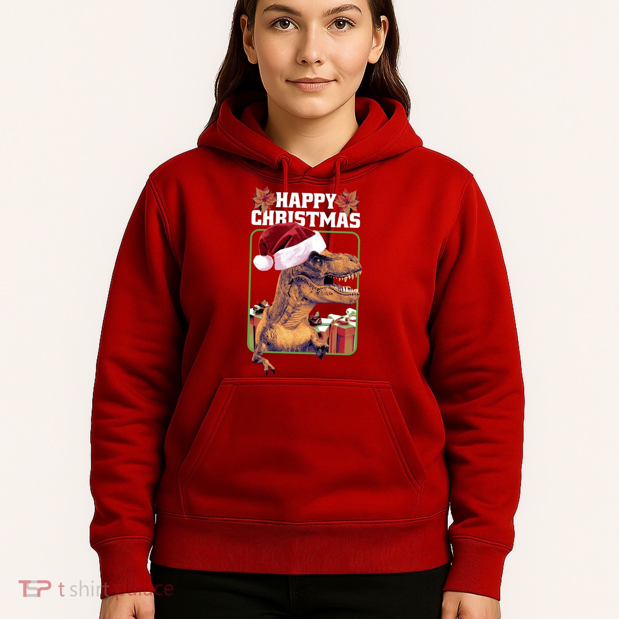 Cool T Rex Happy Christmas Hoodie