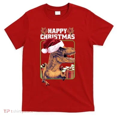 Cool T Rex Happy Christmas T-Shirt