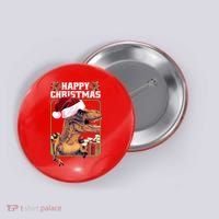 Cool T Rex Happy Christmas Button thumb 0