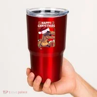 Cool T Rex Happy Christmas Tumbler thumb 2