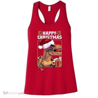 Cool T Rex Happy Christmas Women's Tank Top