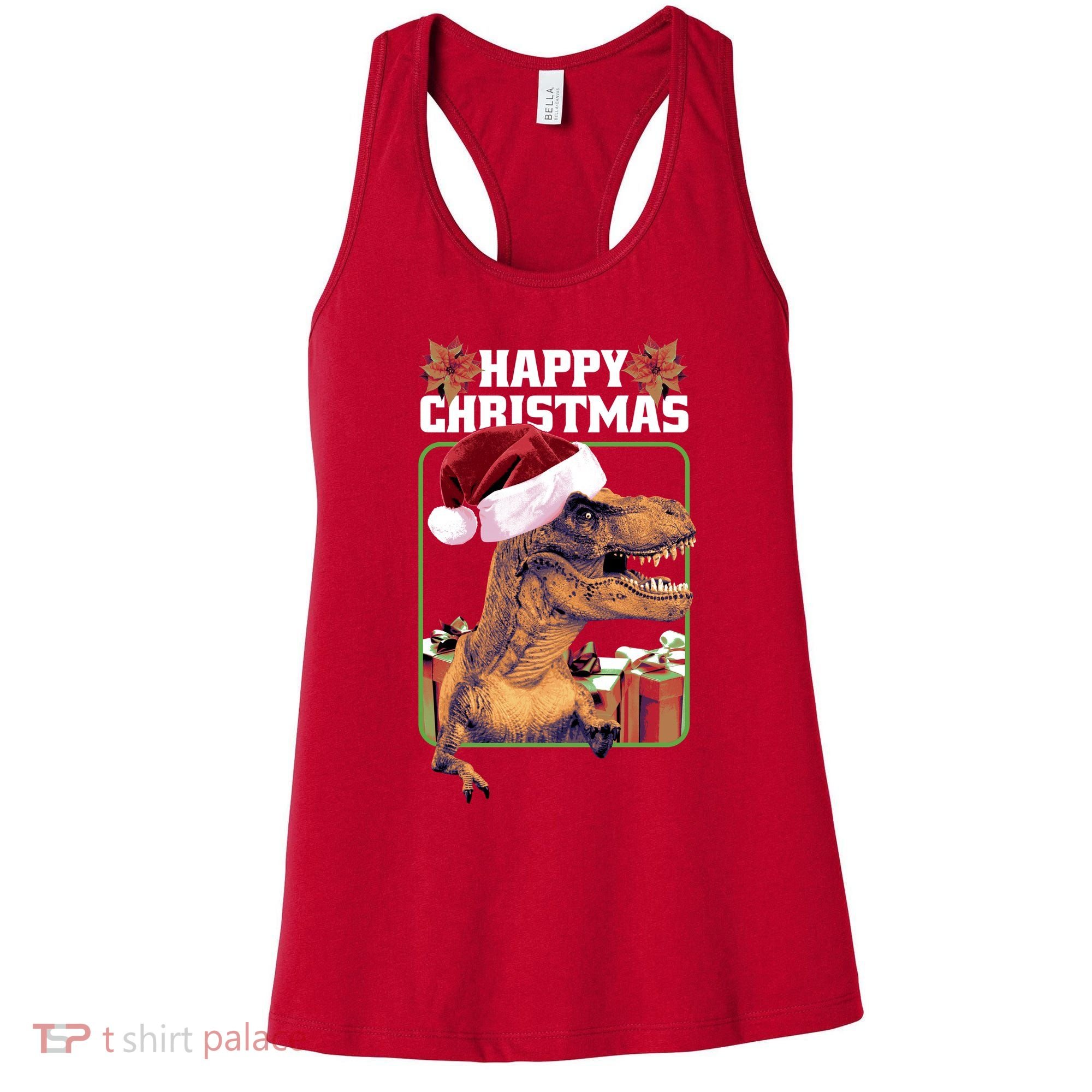 Cool T Rex Happy Christmas Women's Tank Top