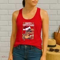 Cool T Rex Happy Christmas Women's Tank Top thumb 2