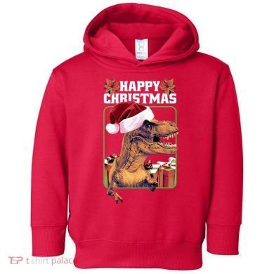 Cool T Rex Happy Christmas Toddler Hoodie
