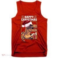 Cool T Rex Happy Christmas Tank Top thumb 0