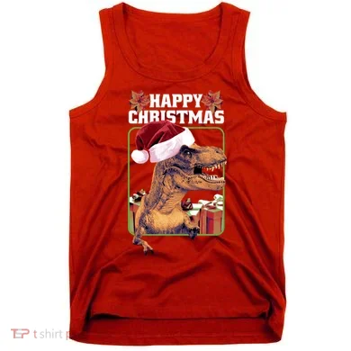 Cool T Rex Happy Christmas Tank Top