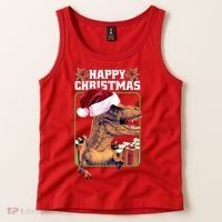 Cool T Rex Happy Christmas Tank Top thumb 2