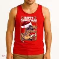 Cool T Rex Happy Christmas Tank Top thumb 3