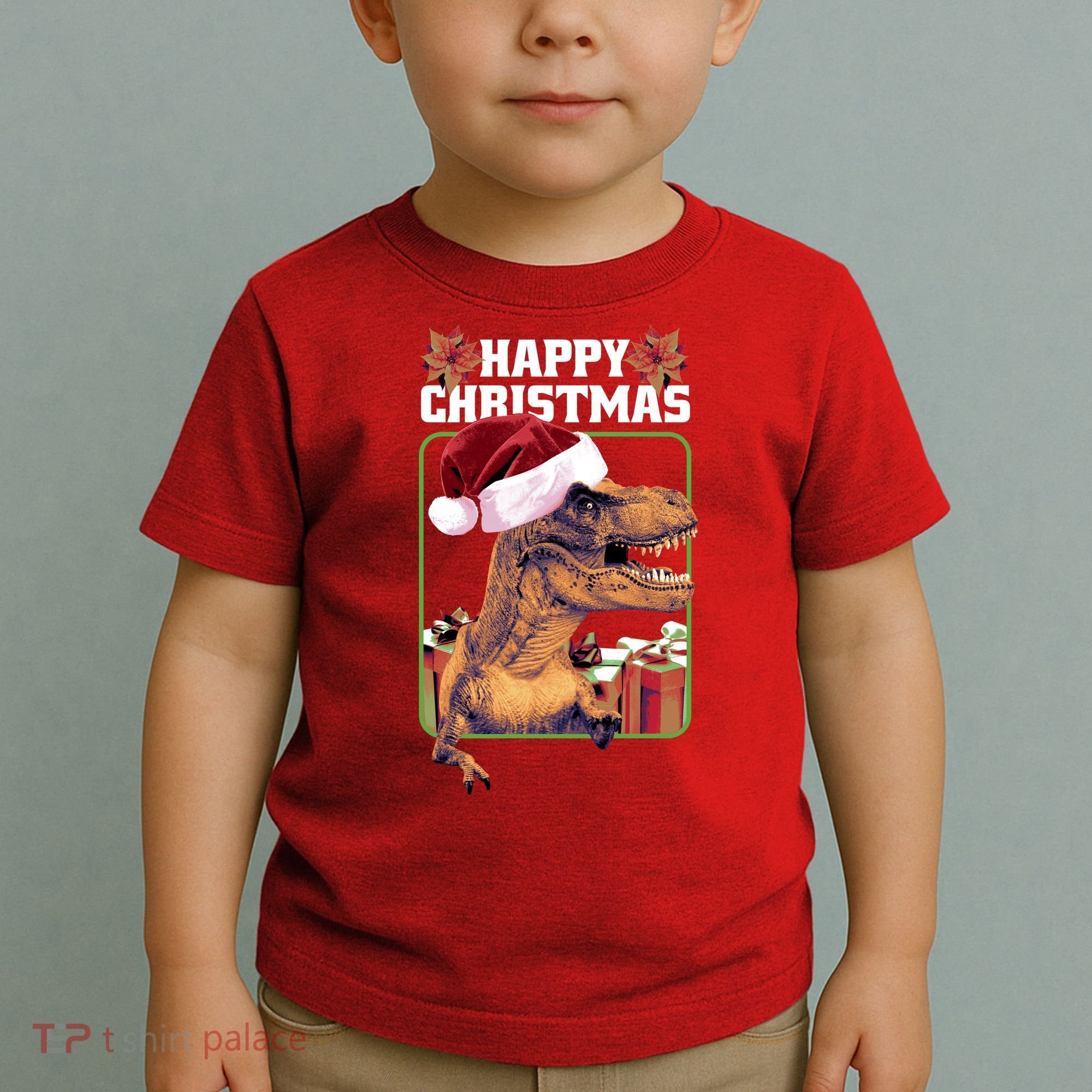 Cool T Rex Happy Christmas Toddler T-Shirt
