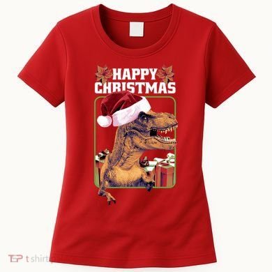 Cool T Rex Happy Christmas Women's T-Shirt