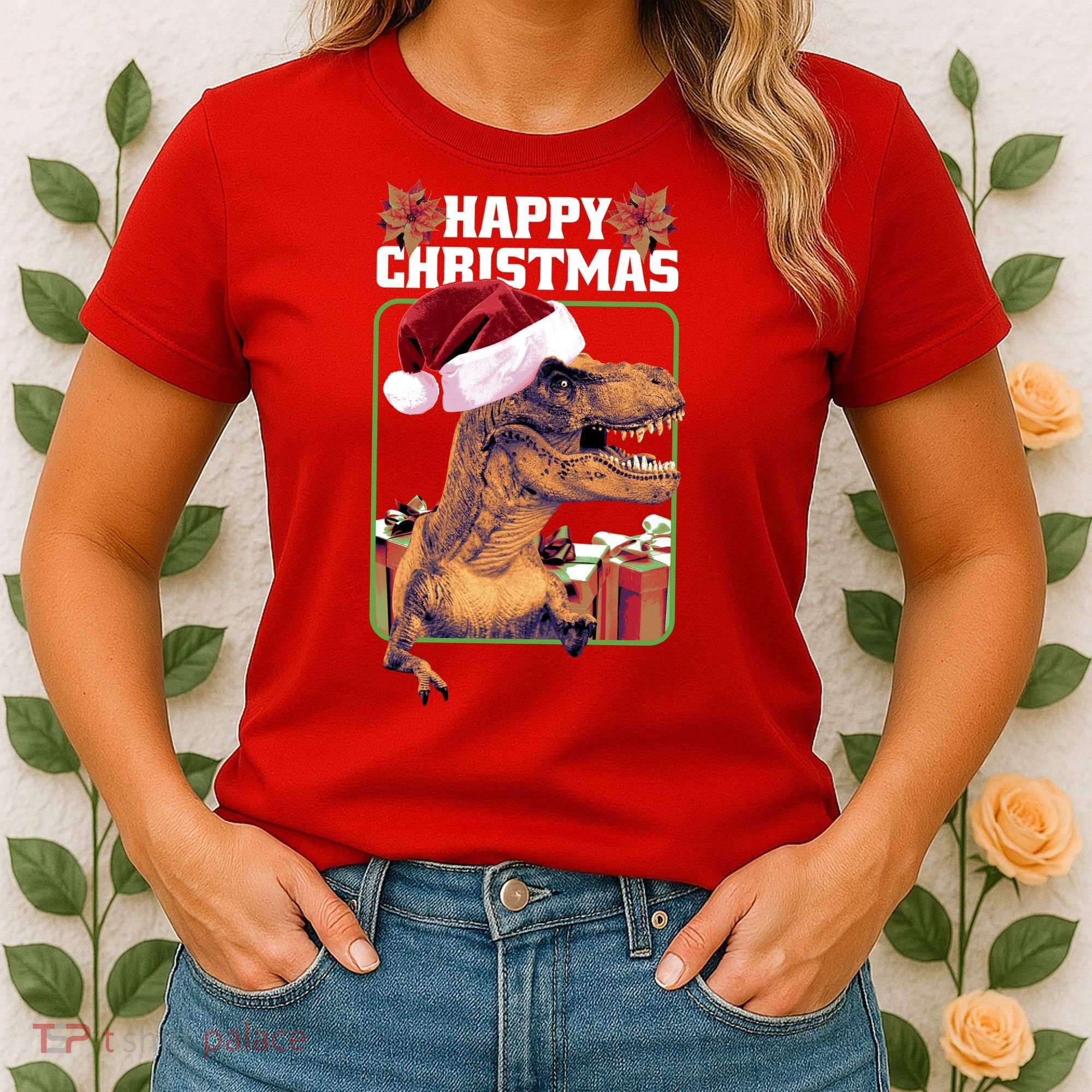 Cool T Rex Happy Christmas Women's T-Shirt