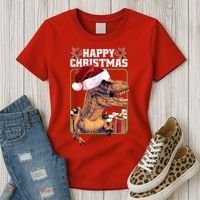 Cool T Rex Happy Christmas Women's T-Shirt thumb 3