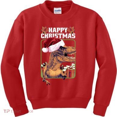 Cool T Rex Happy Christmas Kids Sweatshirt