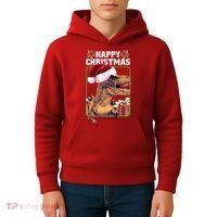 Cool T Rex Happy Christmas Kids Hoodie thumb 4