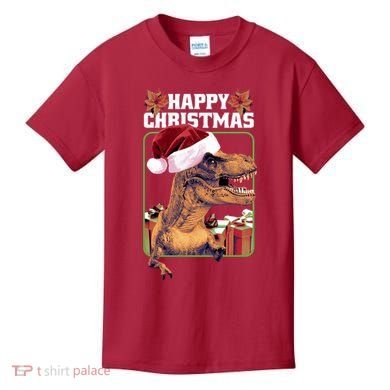 Cool T Rex Happy Christmas Kids T-Shirt