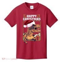Cool T Rex Happy Christmas Kids T-Shirt thumb 0