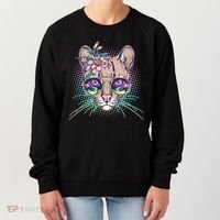 Cute Tropical Rainbow Ocelot Cat Women's Sweatshirt thumb 0