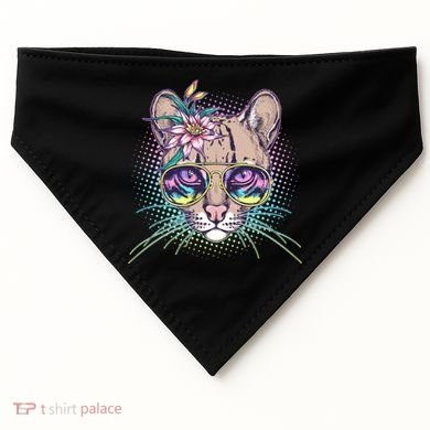 Cute Tropical Rainbow Ocelot Cat USA-Made Doggie Bandana