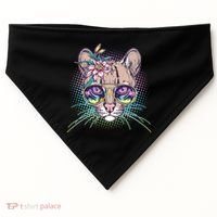 Cute Tropical Rainbow Ocelot Cat USA-Made Doggie Bandana thumb 0