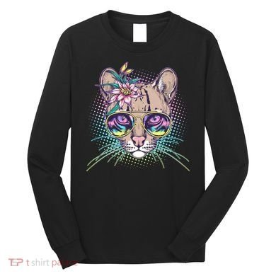 Cute Tropical Rainbow Ocelot Cat Long Sleeve Shirt