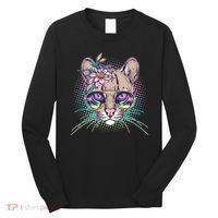 Cute Tropical Rainbow Ocelot Cat Long Sleeve Shirt thumb 0