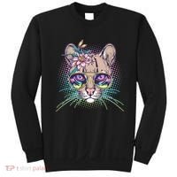 Cute Tropical Rainbow Ocelot Cat Sweatshirt thumb 0