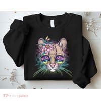 Cute Tropical Rainbow Ocelot Cat Sweatshirt thumb 2