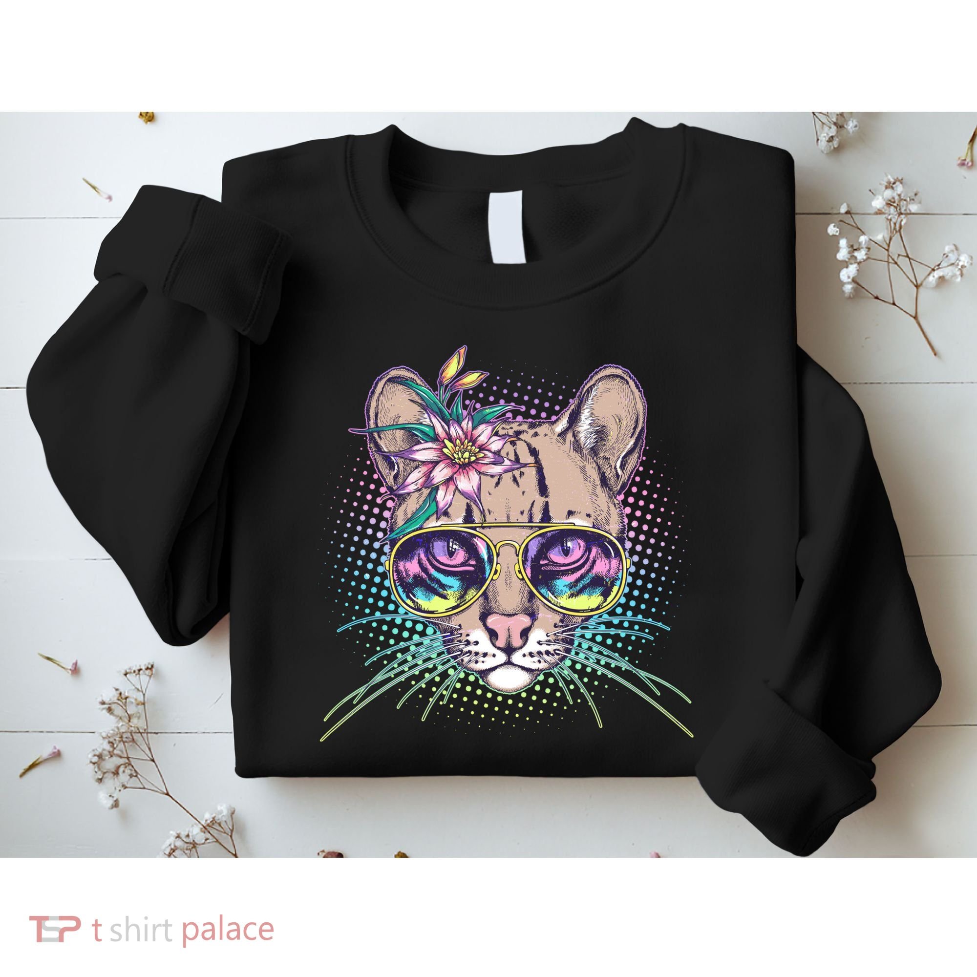 Cute Tropical Rainbow Ocelot Cat Sweatshirt