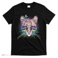 Cute Tropical Rainbow Ocelot Cat T-Shirt thumb 0