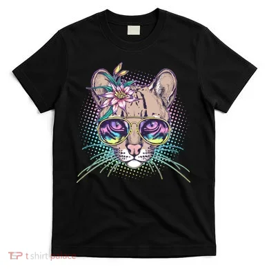 Cute Tropical Rainbow Ocelot Cat T-Shirt
