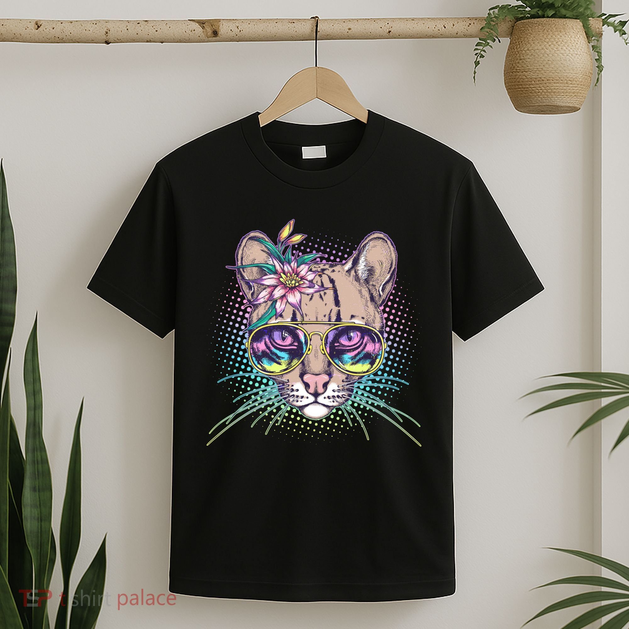 Cute Tropical Rainbow Ocelot Cat T-Shirt