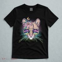 Cute Tropical Rainbow Ocelot Cat T-Shirt thumb 5