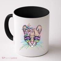 Cute Tropical Rainbow Ocelot Cat Coffee Mug thumb 0