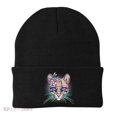 Cute Tropical Rainbow Ocelot Cat Beanie