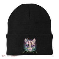 Cute Tropical Rainbow Ocelot Cat Beanie thumb 0