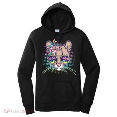 Cute Tropical Rainbow Ocelot Cat Women's Hoodie