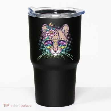 Cute Tropical Rainbow Ocelot Cat Tumbler