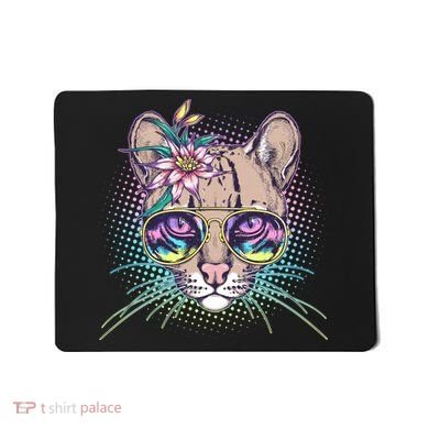 Cute Tropical Rainbow Ocelot Cat Mousepad