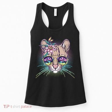 Cute Tropical Rainbow Ocelot Cat Women's Tank Top
