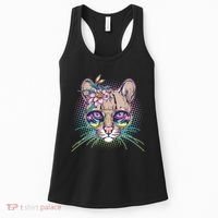 Cute Tropical Rainbow Ocelot Cat Women's Tank Top thumb 0