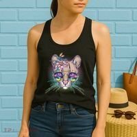 Cute Tropical Rainbow Ocelot Cat Women's Tank Top thumb 2