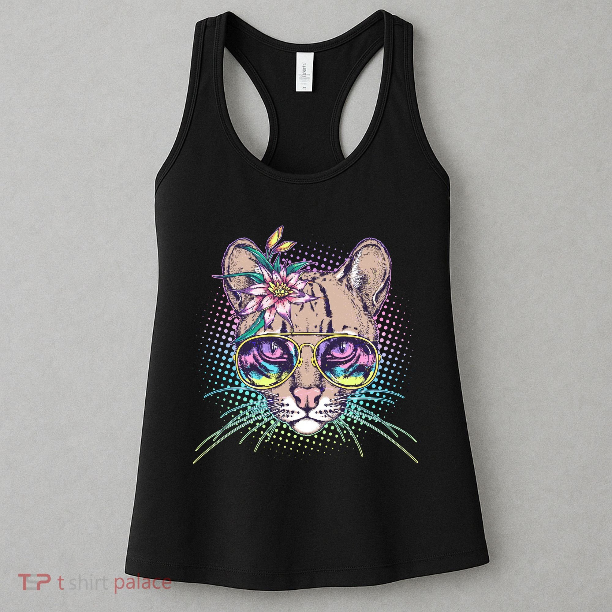 Cute Tropical Rainbow Ocelot Cat Women's Tank Top
