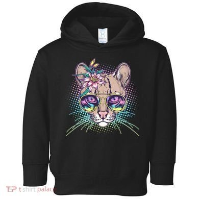 Cute Tropical Rainbow Ocelot Cat Toddler Hoodie