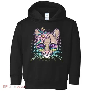 Cute Tropical Rainbow Ocelot Cat Toddler Hoodie