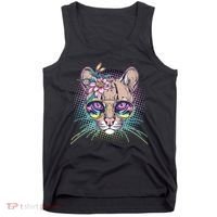 Cute Tropical Rainbow Ocelot Cat Tank Top thumb 0