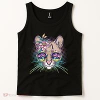 Cute Tropical Rainbow Ocelot Cat Tank Top thumb 2