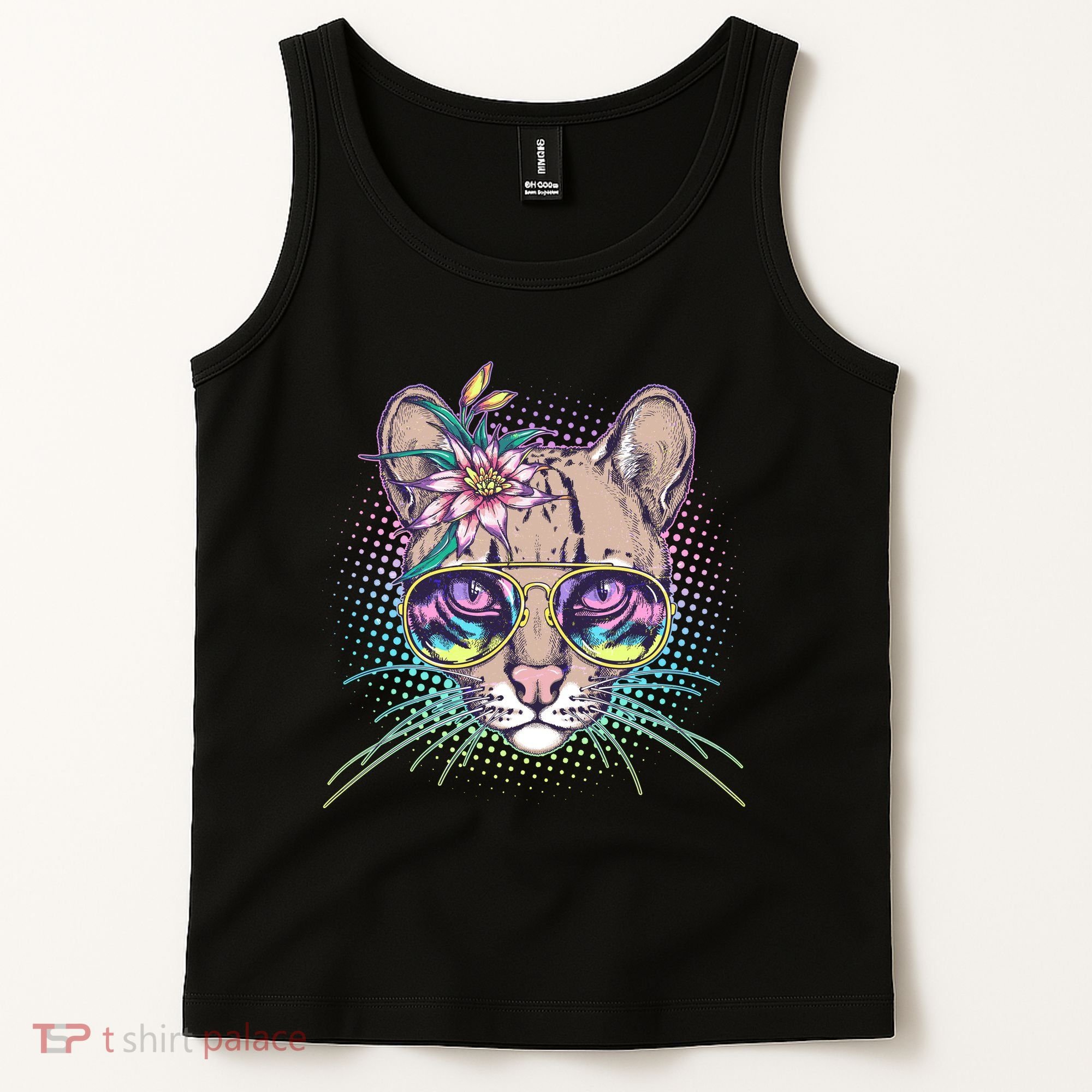 Cute Tropical Rainbow Ocelot Cat Tank Top