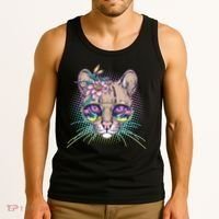 Cute Tropical Rainbow Ocelot Cat Tank Top thumb 3